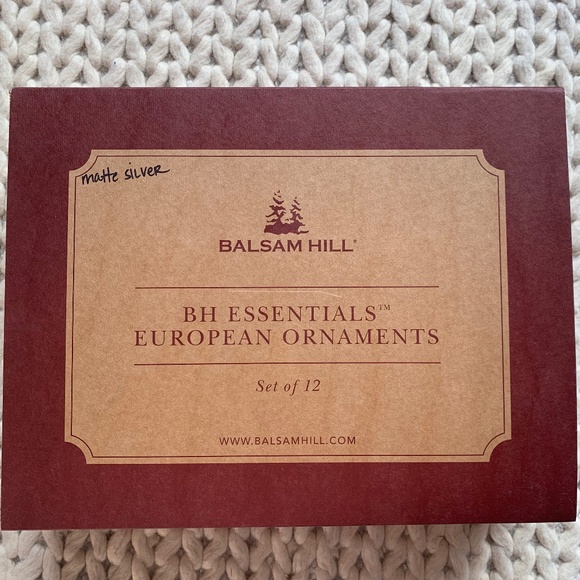 Balsam Hill Essentials European Ornaments, set of 12 in Matte Silver - Picture 2 of 3